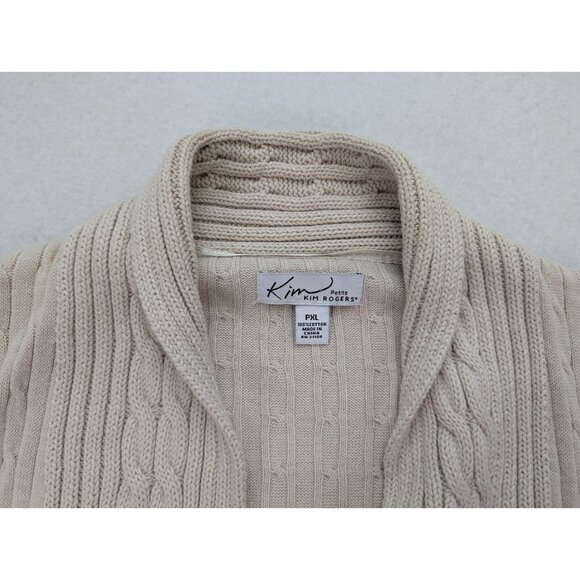 Kim Rogers Women's Cardigan Sweater Size PXL Beige Open Front - Picture 6 of 13